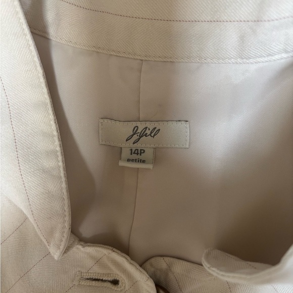 J. Jill Vest Linen Blend Tailored Button Down Cream Pinstriped Top Sz 14P - Picture 5 of 9